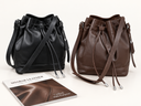 Genuine Leather Drawstring Shoulder Bag