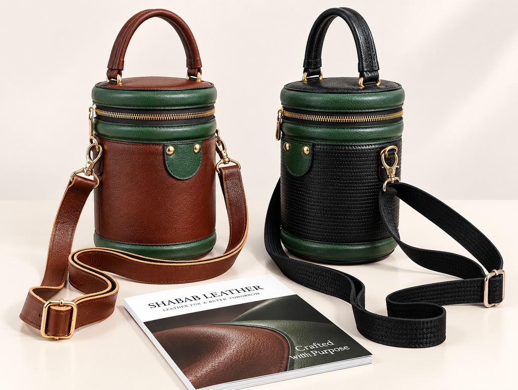 Shabab Leather Round Barrel Crossbody Bag