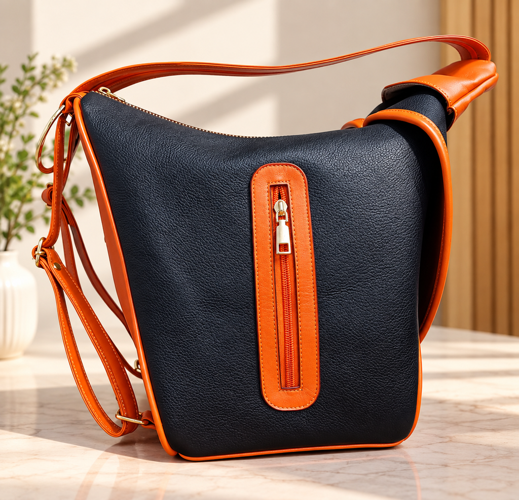 Convertible Genuine Leather Backpack & Shoulder Bag