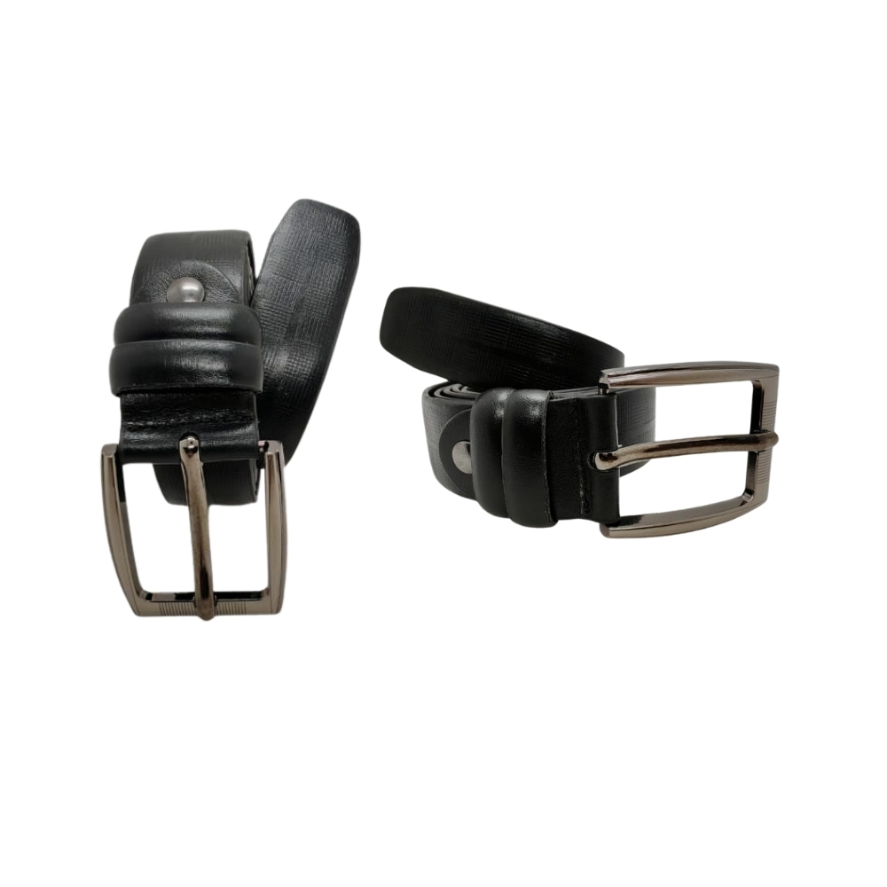 Mens Polished Buckle Genuine Leather Belt