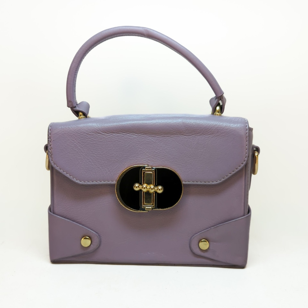 Top-Handle Flap Bag with Chain Strap-Lavender