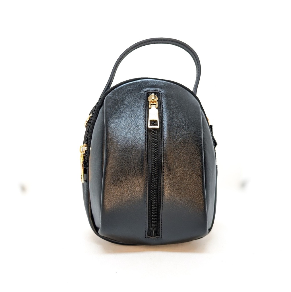 Pebbled Mini Dome Handbag-black