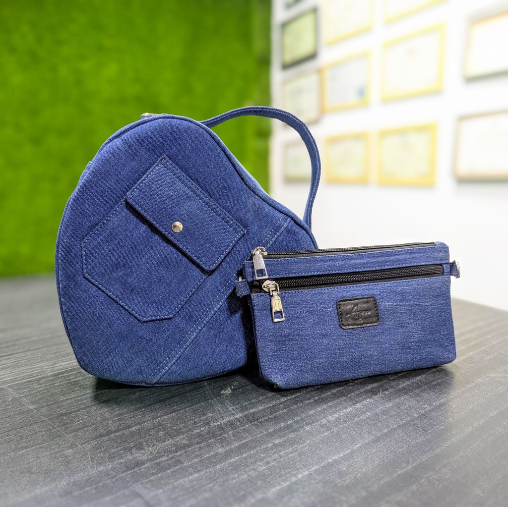 Heart-Shaped Denim Handbag